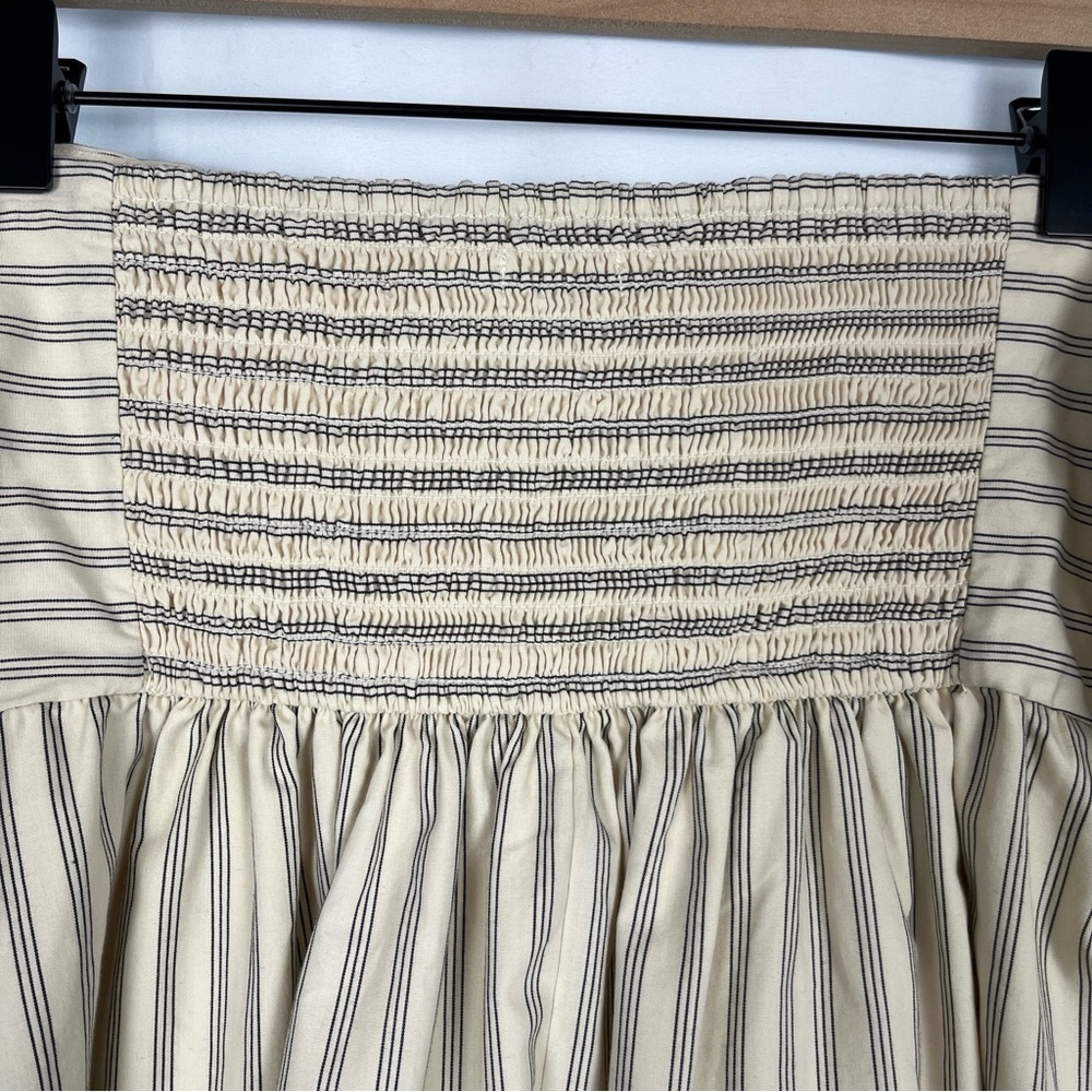 ABERCROMBIE & FITCH Emerson Off Shoulder Skort Dress Cream Navy Pinstripe M - Picture 13 of 15